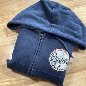 Ladies MLB Campus Lifestyle Atlanta Braves Full Zip Hoodie Baseball‎ Large